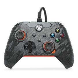 Control Alámbrico PDP Atomic Carbón Xbox PC Negro con Naranja