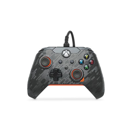 Control Alámbrico PDP Atomic Carbón Xbox PC Negro con Naranja