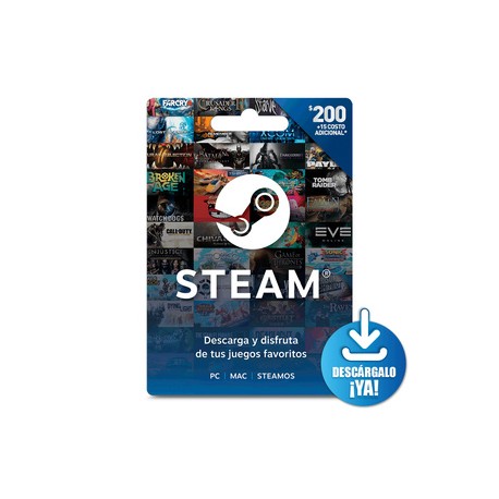 Tarjeta de Saldo Steam / PC / MAC / Steamos / 200 pesos de tarjeta digital / Descargable